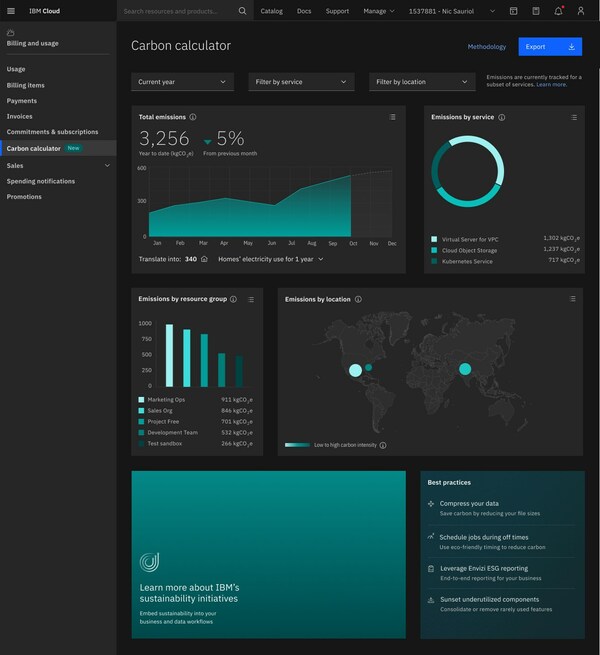 IBM Cloud Carbon Calculator正式上市,助力企业实现可持续发展目标,减少温室气体排放