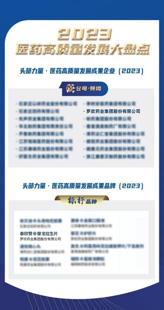 罗欣药业荣膺头部力量•医药高质量发展成果企业及品牌两项大奖